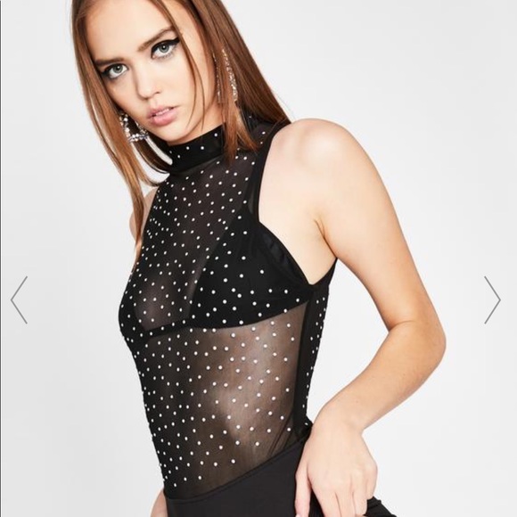 Mesh Rhinestone Bodysuit - Picture 2 of 7